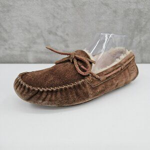 UGG Dakota Moccasin Slippers 7 Espresso Brown Leather Sheepskin Lined Cozy Warm